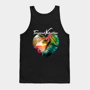 Tropical Valentine No. 3: Valentine's Day in Paradise on a Dark Background Tank Top